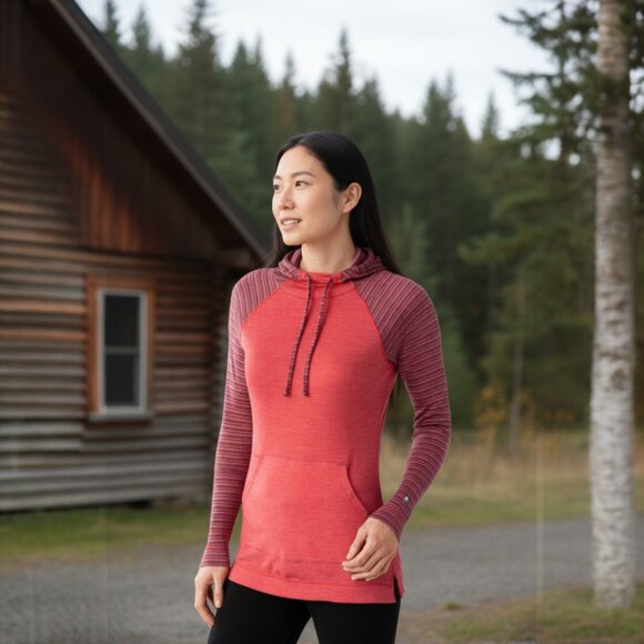 Smartwool Merino 250 Drape Neck Hoodie in Red Heather L - Picture 1 of 8